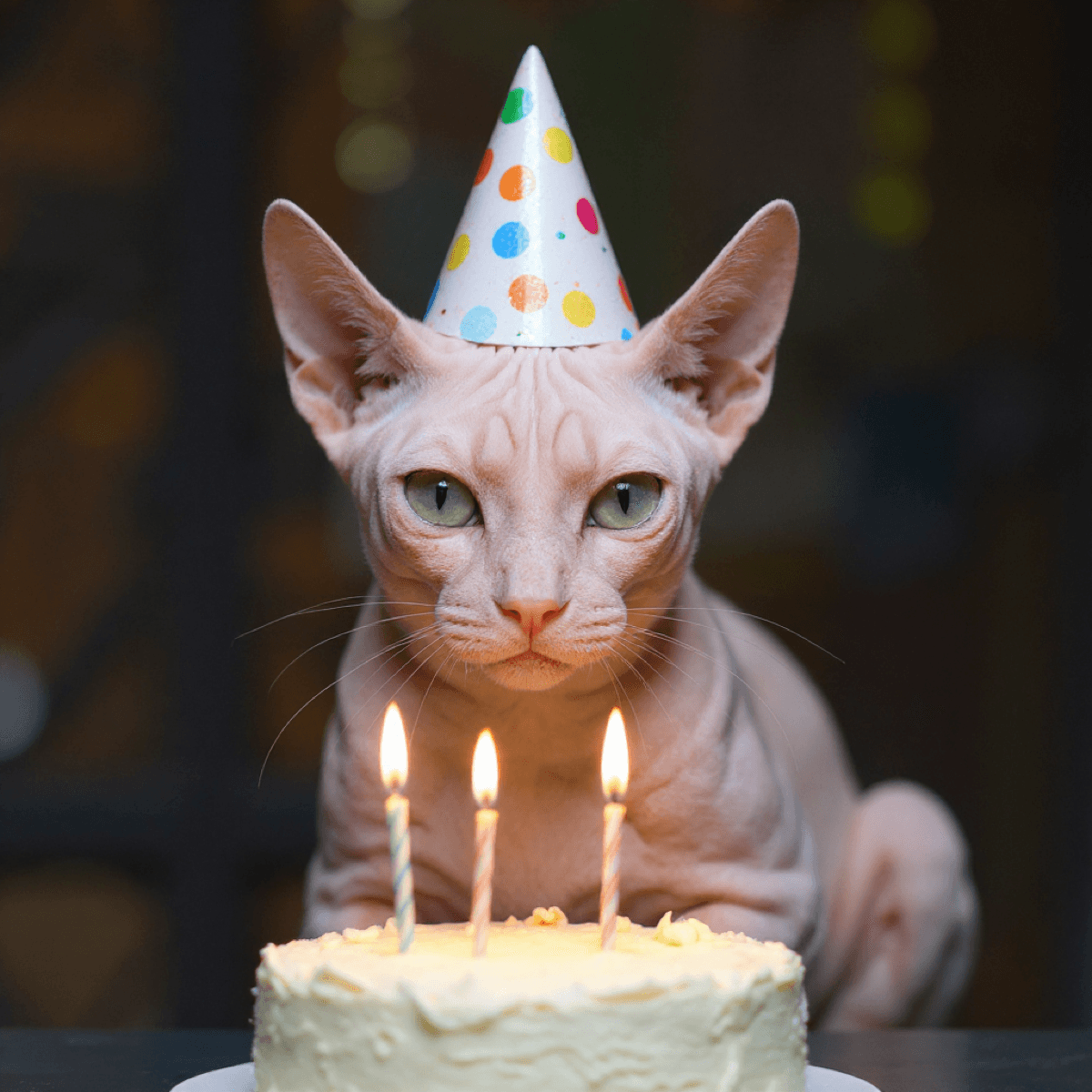 Sphynx Cat Aniversary Cake - AI pet portraits