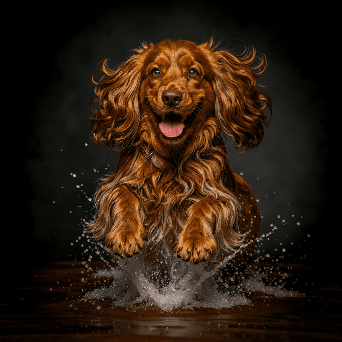 Japan English Cocker Spaniel Water Play - Dog portraits