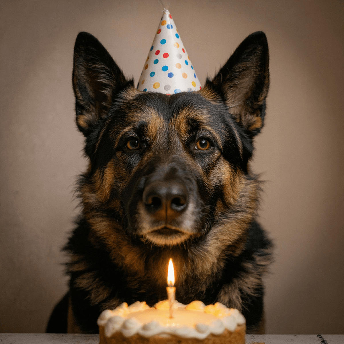 Birthday German Shephard Celebrating - Dog portraits