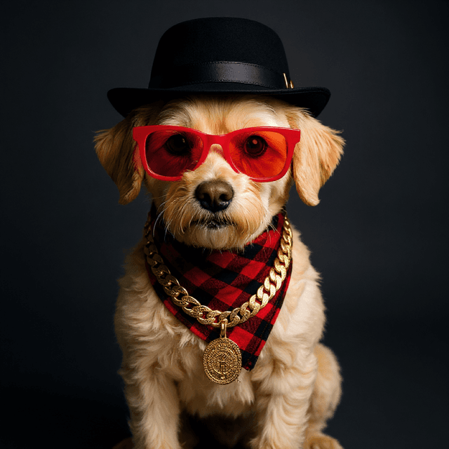 Netherlands Maltese Gold Chain Hat Glasses - custom AI dog portraits