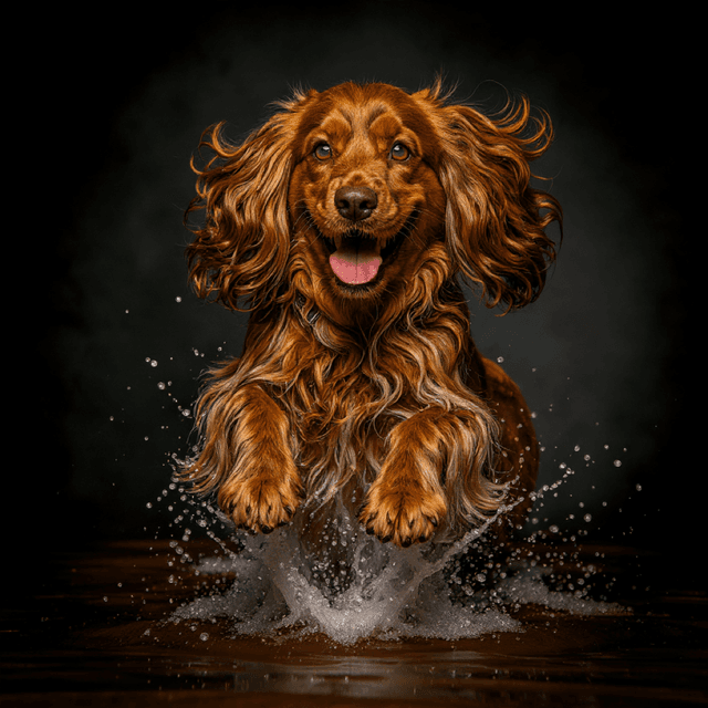Cocker Spaniel English Water Play - AI pet portraits