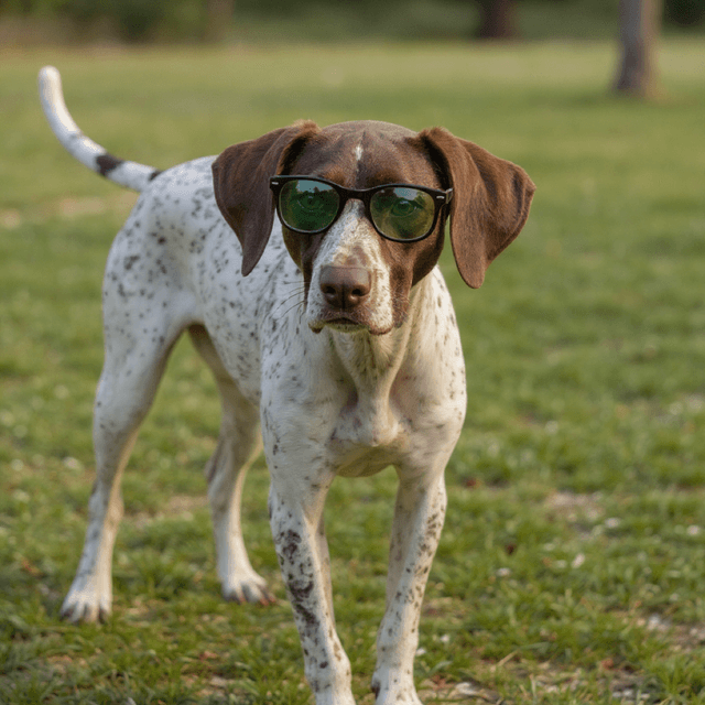 Dutch German Shorthaired Pointer Green Glasses - AI pet portraits